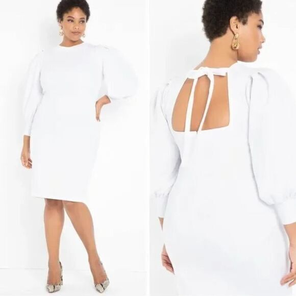 New!  Eloquii white Cutout Back Dress, 28‎ - Picture 1 of 16